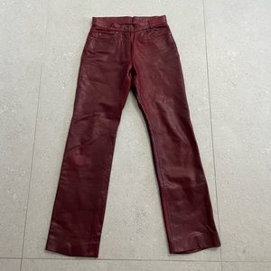 vintage high waisted red leather pants